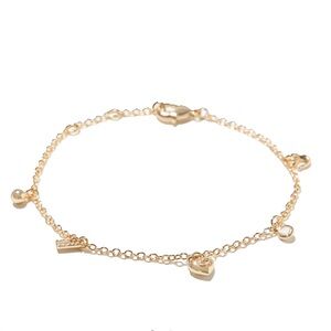 NEW Coach Gold-Tone Charm Bracelet with Heart & Disc Accents